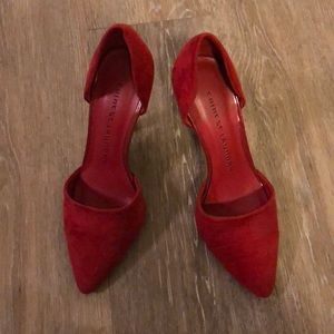 Red Suede D’orsay Heels